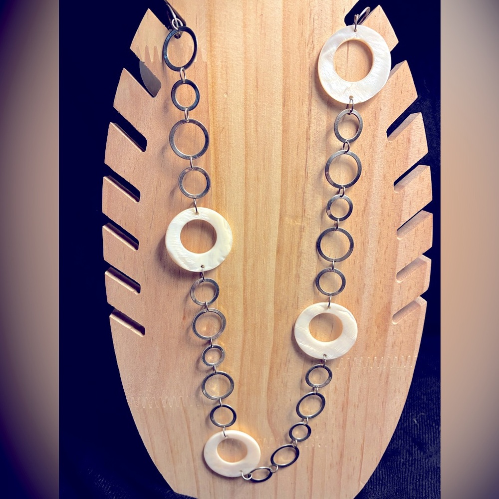 *3 for $20* Mod Necklace, Long, Silver-toned and Mother-of-Pearl rings